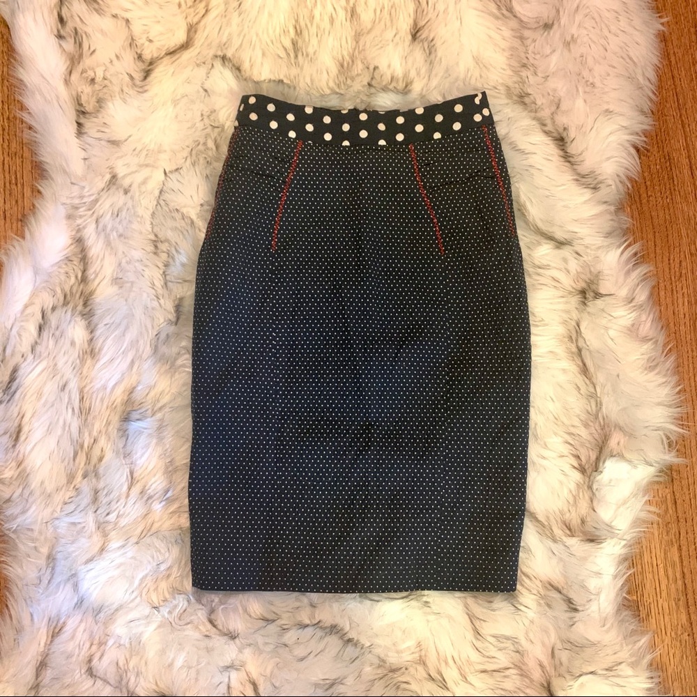 Anthropologie/Baraschi Polka Dot Pencil Skirt